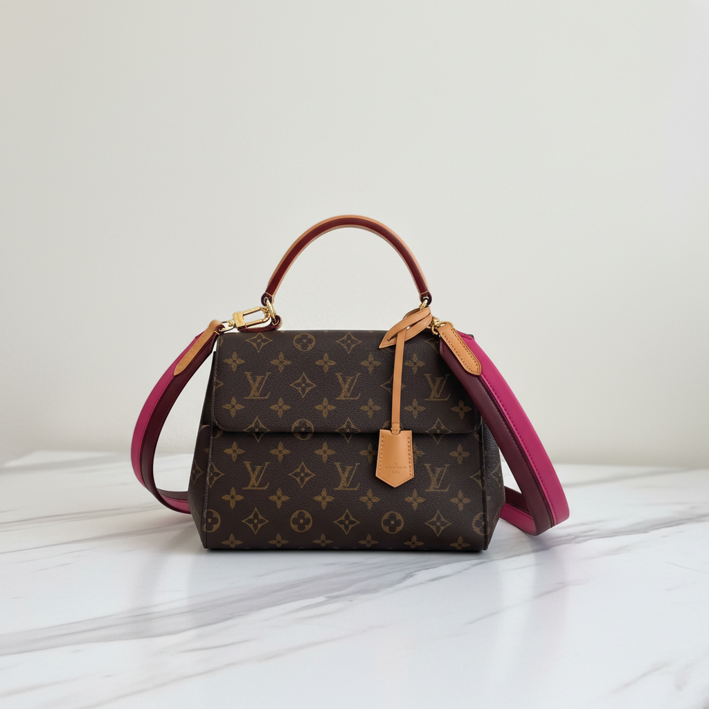 Louis Vuitton Cluny BB on white marble